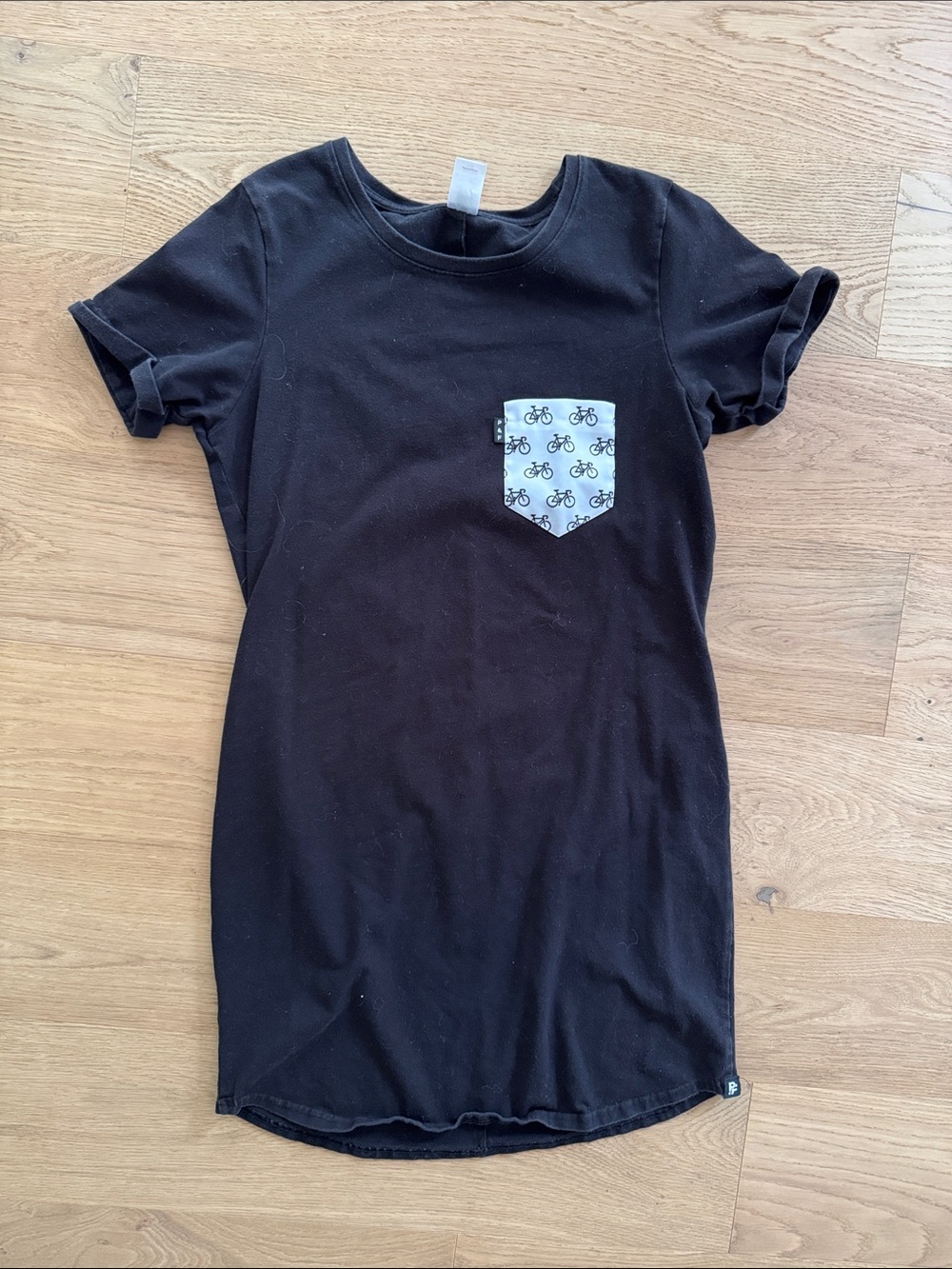 Black T-Shirt Dress with Bicycle Pocket